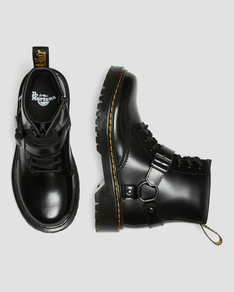 Dr Martens Junior 1460 Harness Læder Fritidsstøvler Børn Sort | DK 658TCE